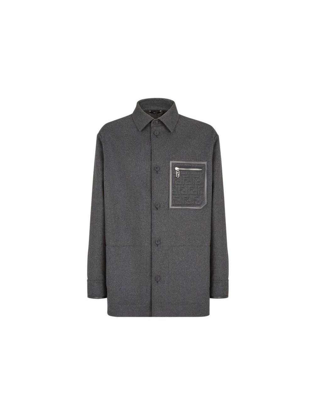 Fendi Jacket Cashmere Blend 98 Percent Cashmere 2 Percent Elastane Shirt Collar Covered Button Closure
