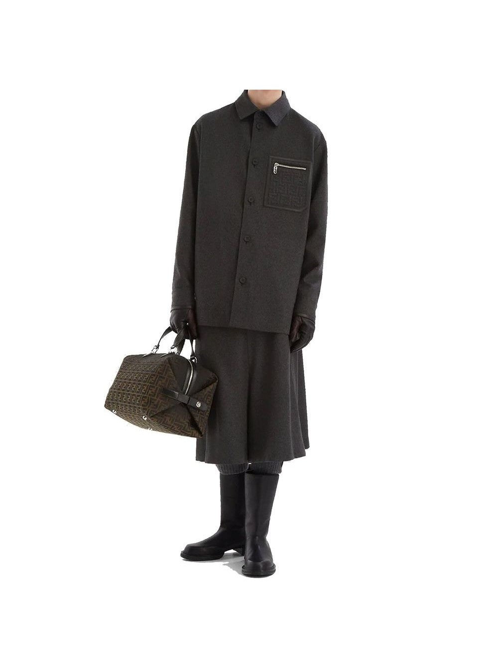 Fendi Jacket Cashmere Blend 98 Percent Cashmere 2 Percent Elastane Shirt Collar Covered Button Closure