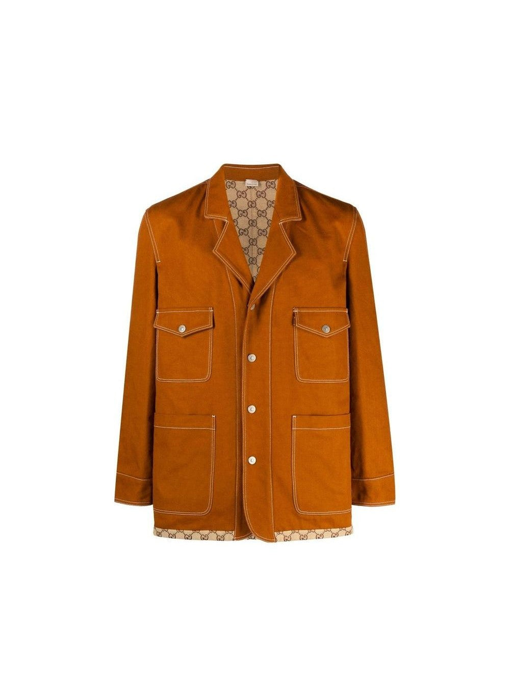 Gucci Coat 100% Cotton All-Over Gucci Logo Pattern Hand-Finished Italian Craftsmanship