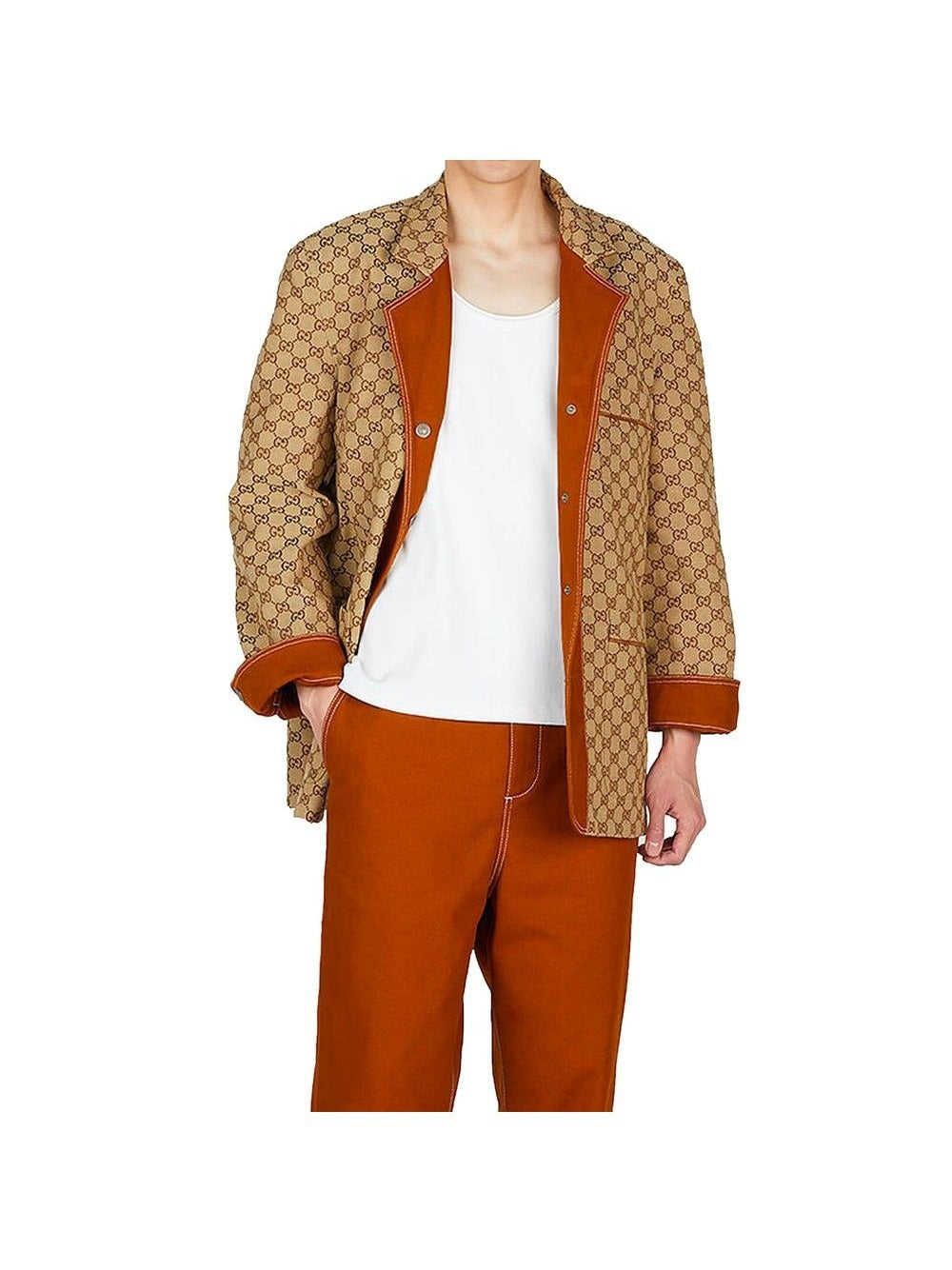 Gucci Coat 100% Cotton All-Over Gucci Logo Pattern Hand-Finished Italian Craftsmanship