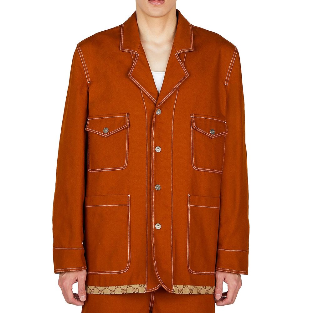 Gucci Cotton Overcoat in Brown