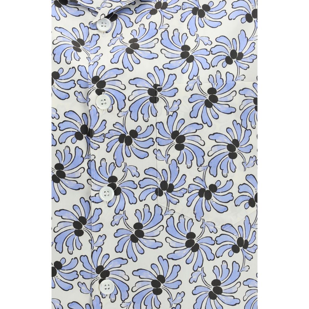 Βαμβακερό-μεταξένιο πουκάμισο Prada με floral print