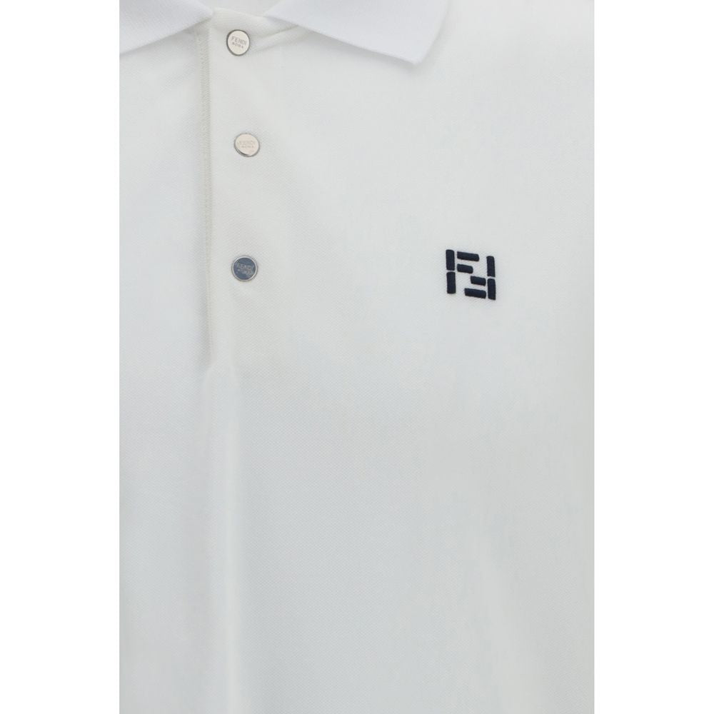 Fendi Cotton Piqué Polo Shirt in White