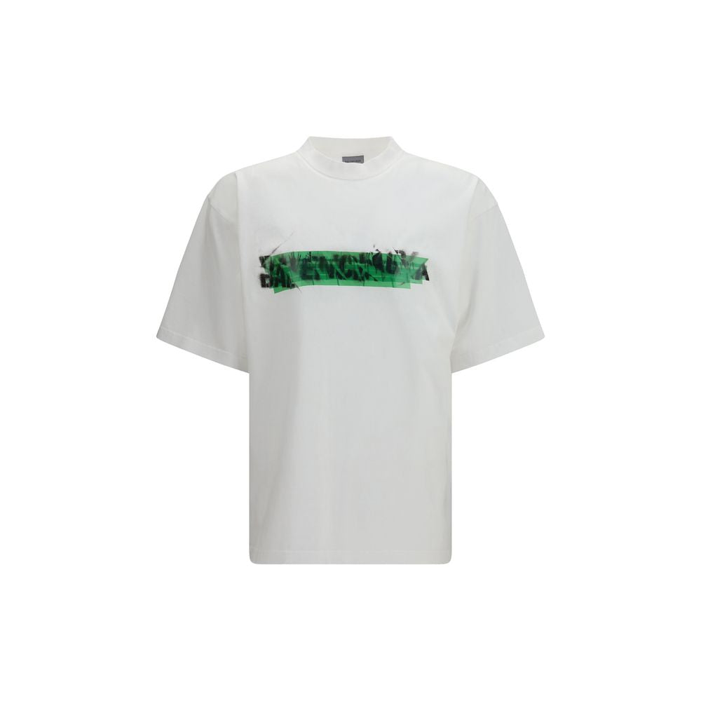 Balenciaga Messy Spray Cotton Jersey T-Shirt in White