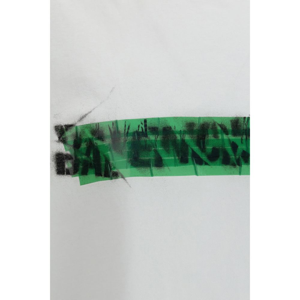 Balenciaga Messy Spray Cotton Jersey T-Shirt in White