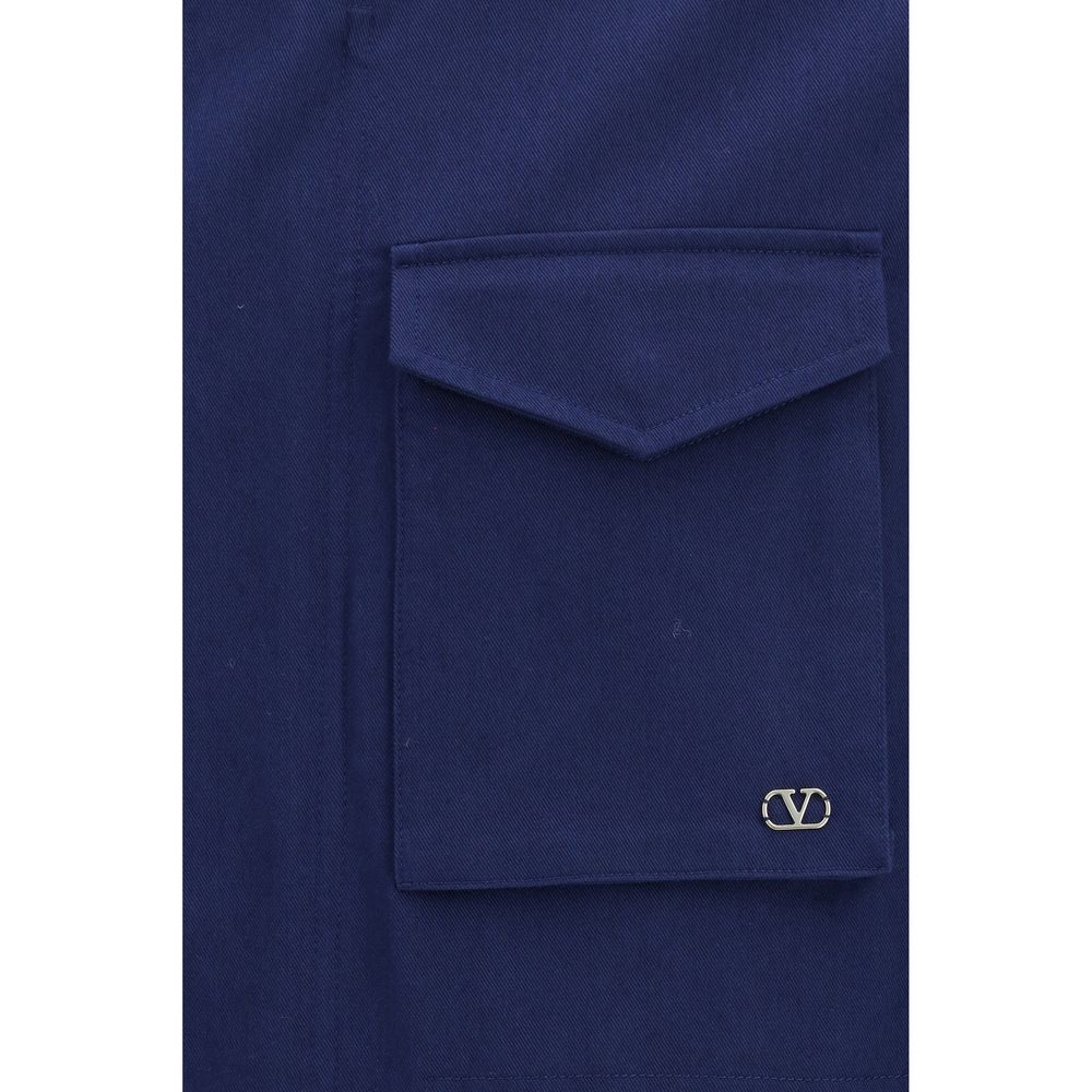 Valentino Cotton Caban Jacket in Blue