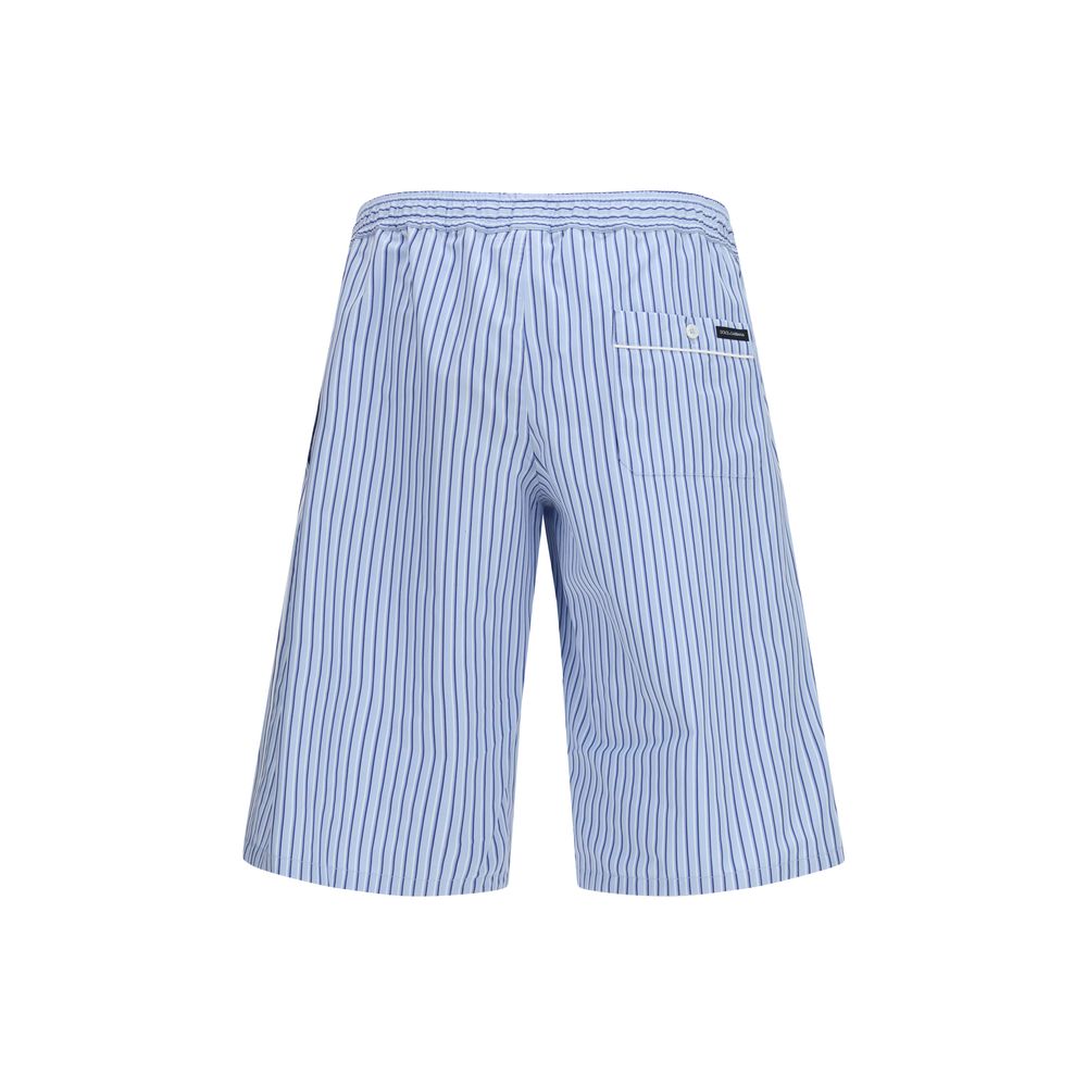 Dolce & Gabbana Striped Cotton Bermuda Shorts in Blue