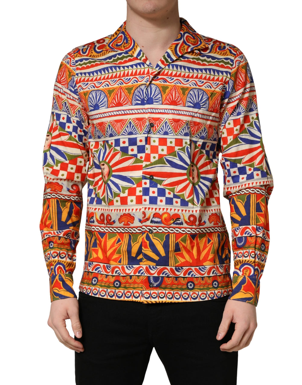 Dolce & Gabbana Sicilian Carretto Cotton Shirt in Multicolor
