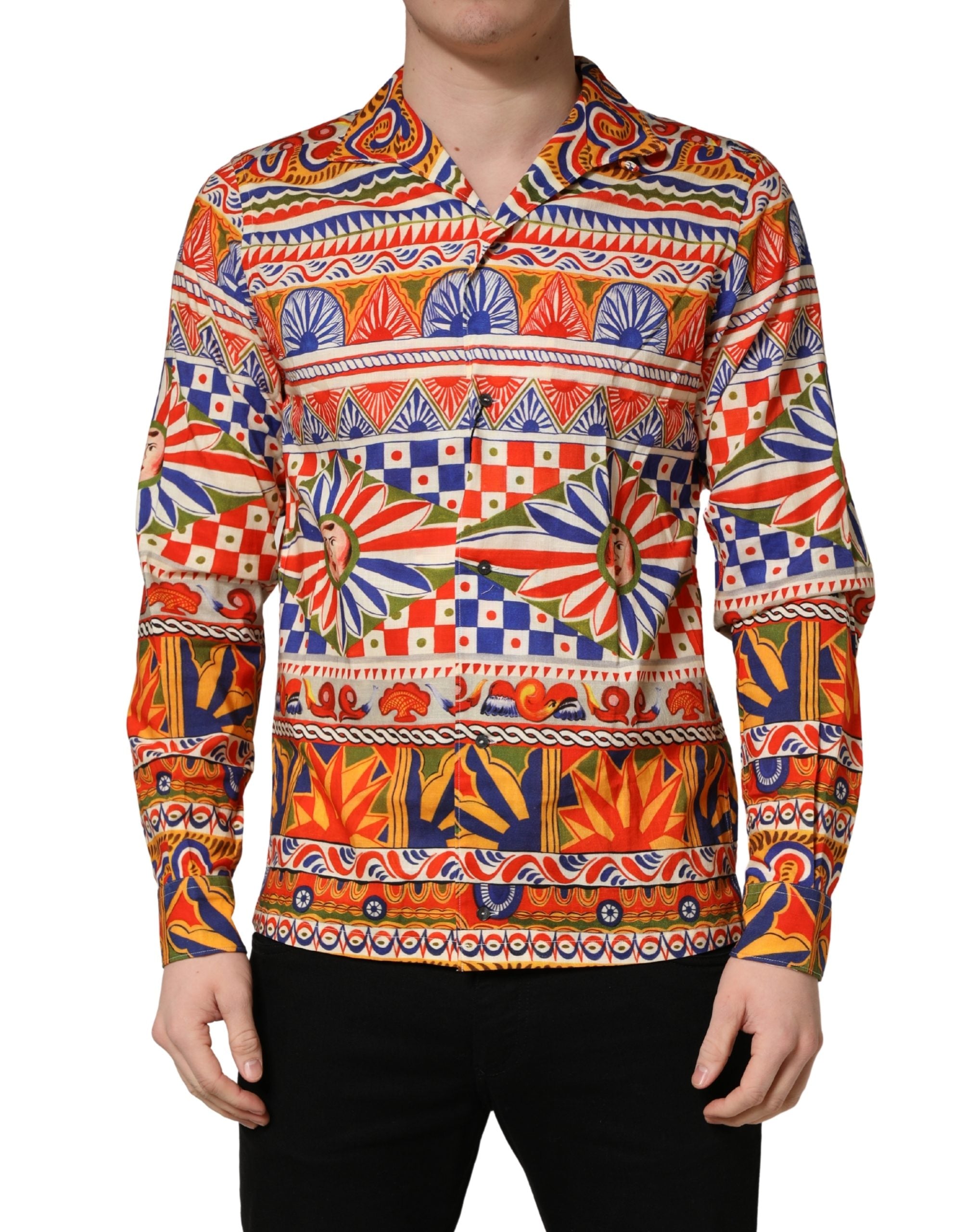 Dolce & Gabbana Βαμβακερό Πουκάμισο Sicilian Carretto σε Πολύχρωμο