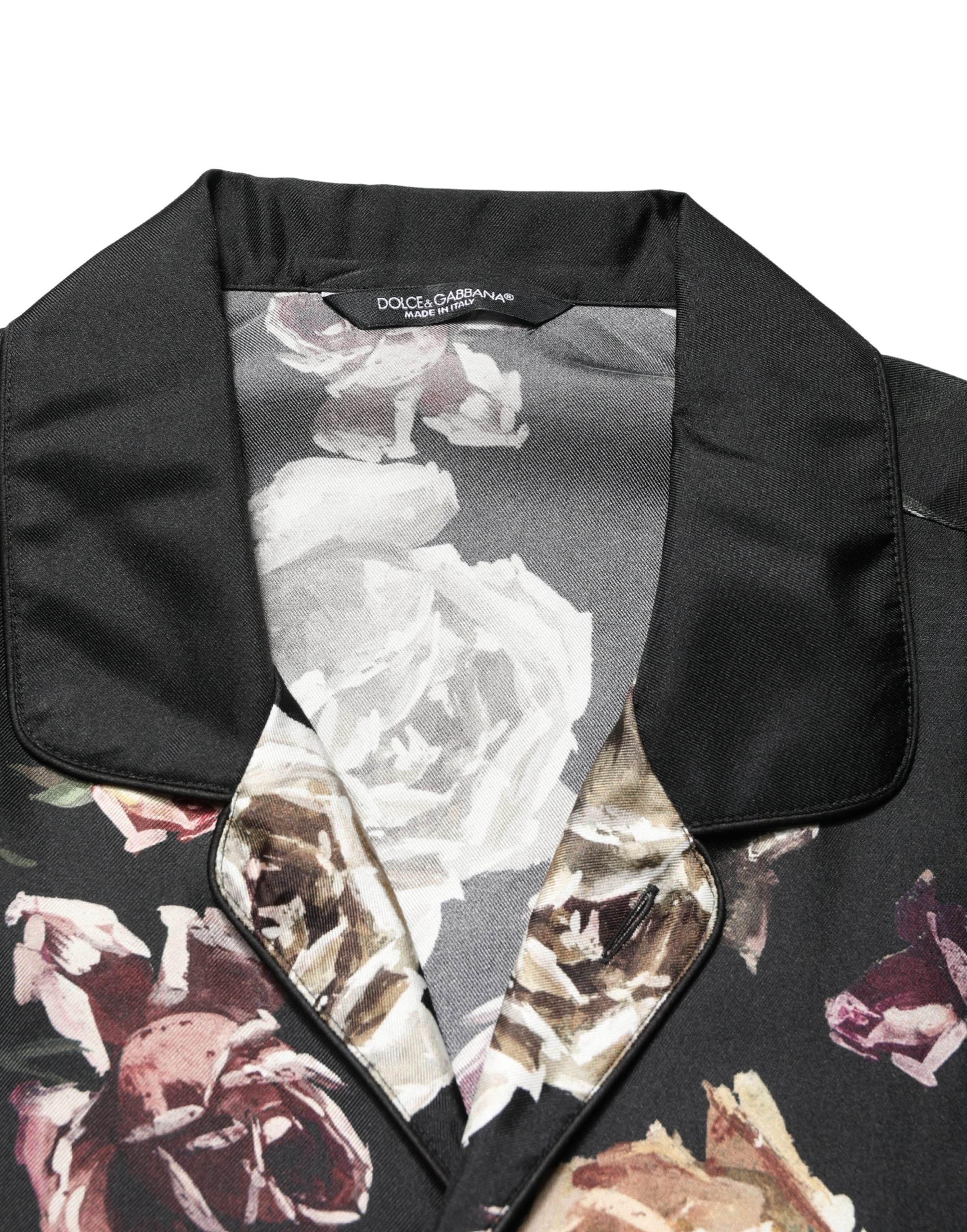 Black Floral Print Long Sleeves Casual Shirt mens luxury fashion - Mens Edit