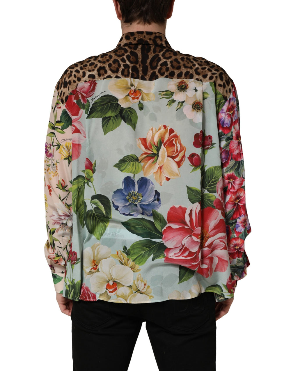Dolce & Gabbana Floral Animal Print Collared Shirt in Multicolor