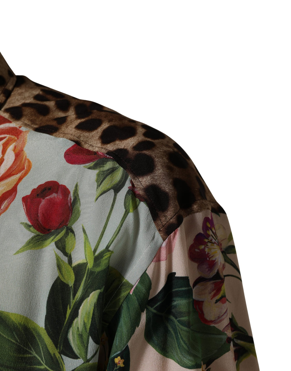 Dolce & Gabbana Floral Animal Print Collared Shirt in Multicolor