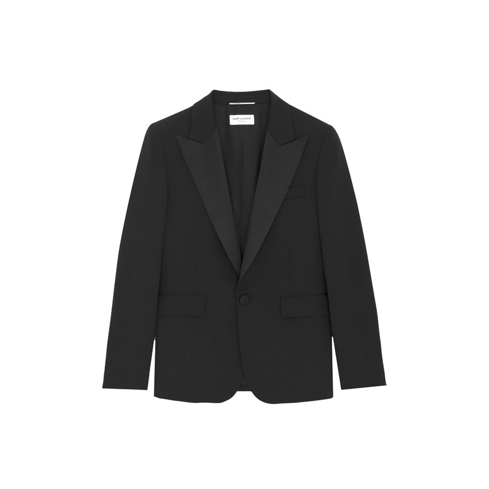 Saint Laurent Merino Wool Gabardine Blazer in Black