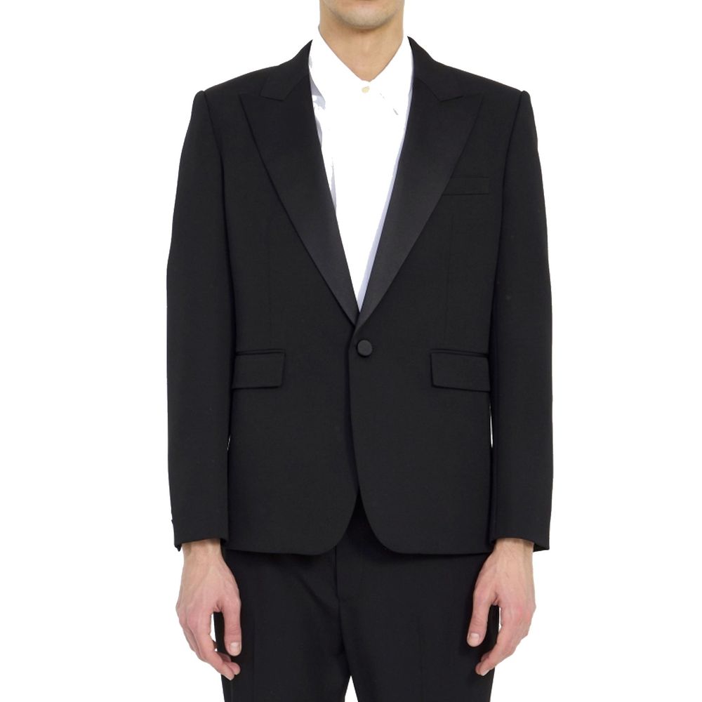 Saint Laurent Merino Wool Gabardine Blazer in Black