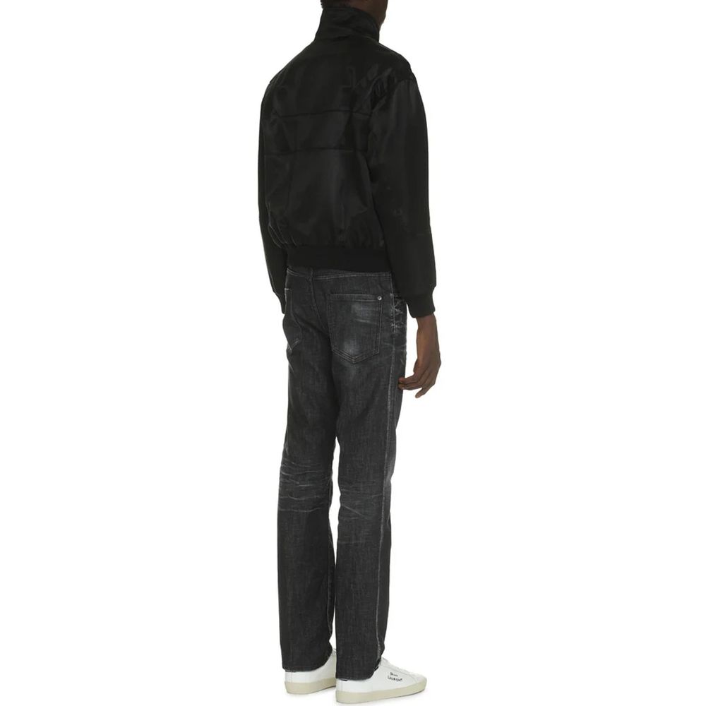Saint Laurent Silk Bomber Jacket in Black