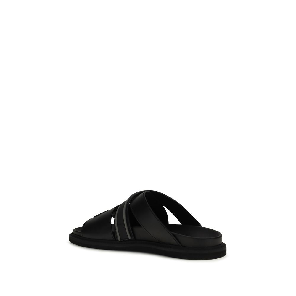 Moschino Flat Calf Leather Sandals