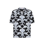 Valentino Silk Notched Collar Shirt in Black