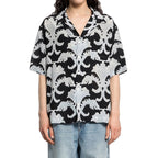 Valentino Silk Notched Collar Shirt in Black