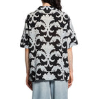 Valentino Silk Notched Collar Shirt in Black