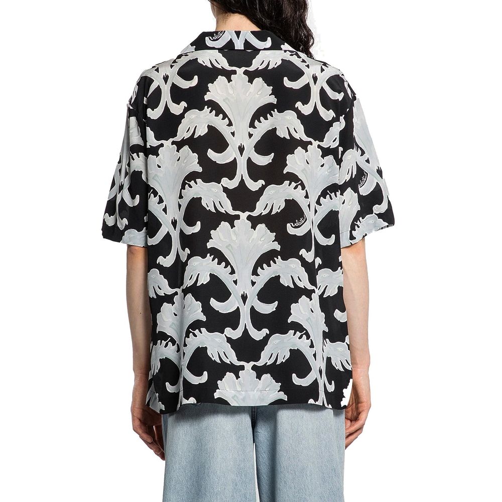 Valentino Silk Notched Collar Shirt in Black