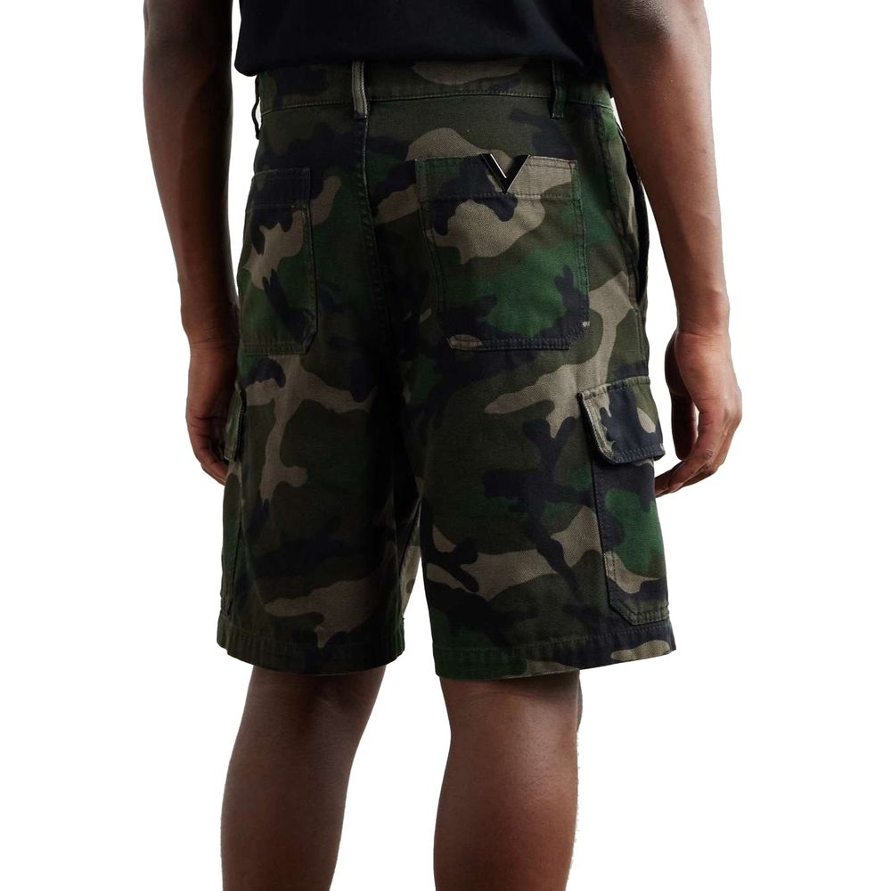 Valentino Bicolor Cotton Poplin Cargo Shorts