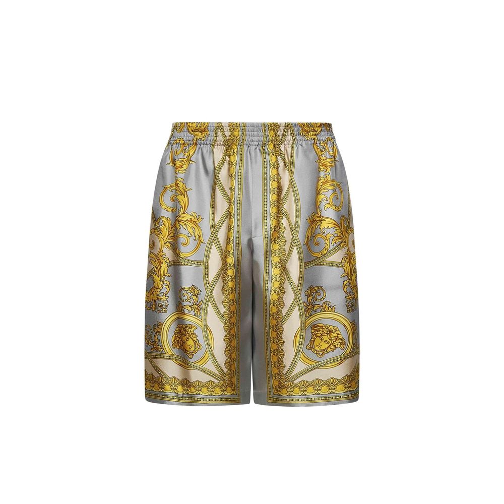 Versace Bermuda Shorts από 100% μετάξι με εκτύπωση La Coupe des Dieux σε Γκρι
