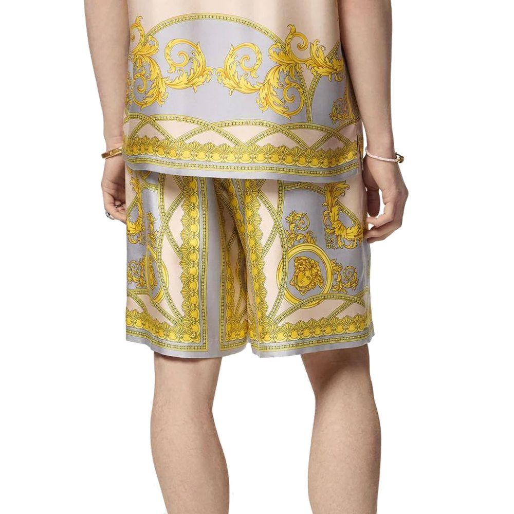 Versace Bermuda Shorts από 100% μετάξι με εκτύπωση La Coupe des Dieux σε Γκρι