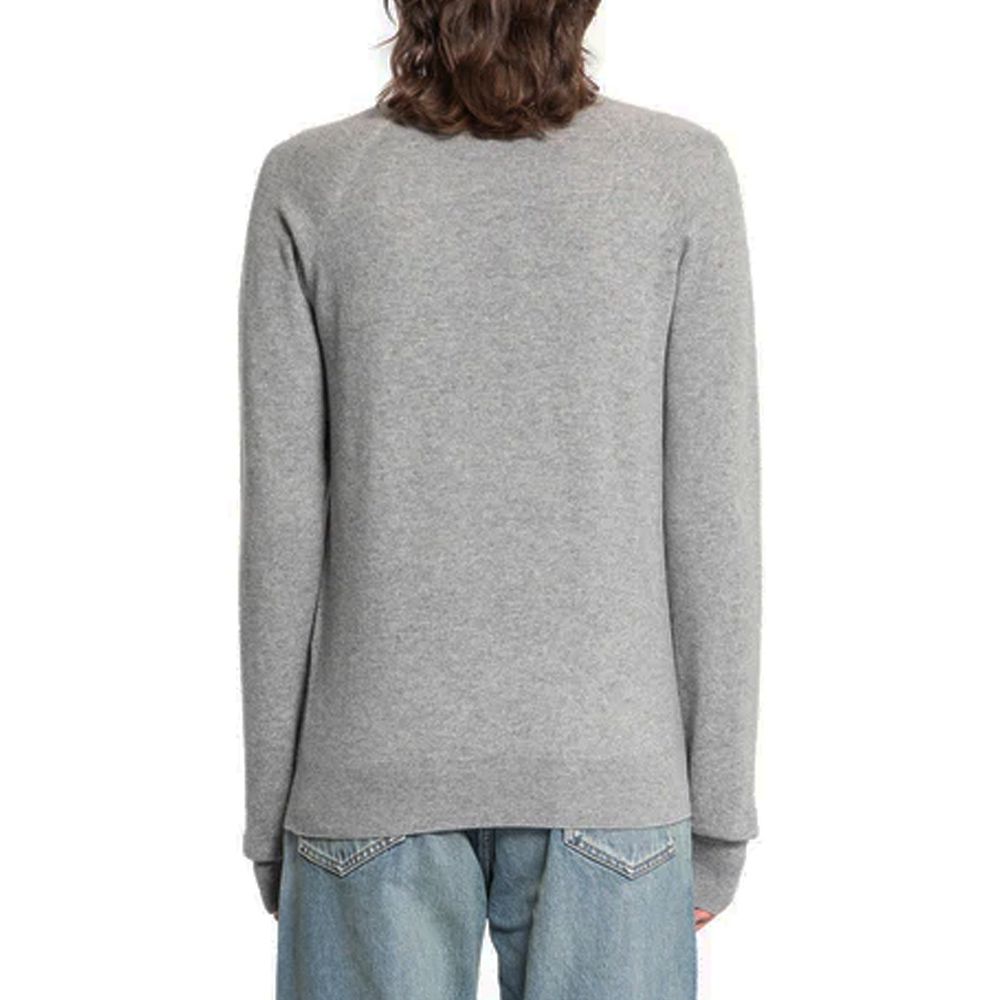 Saint Laurent 100% Cashmere Crew-Neck Sweater in Grey