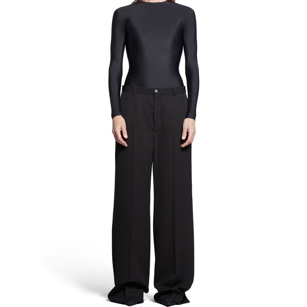 Balenciaga Wool Flare Trousers in Black