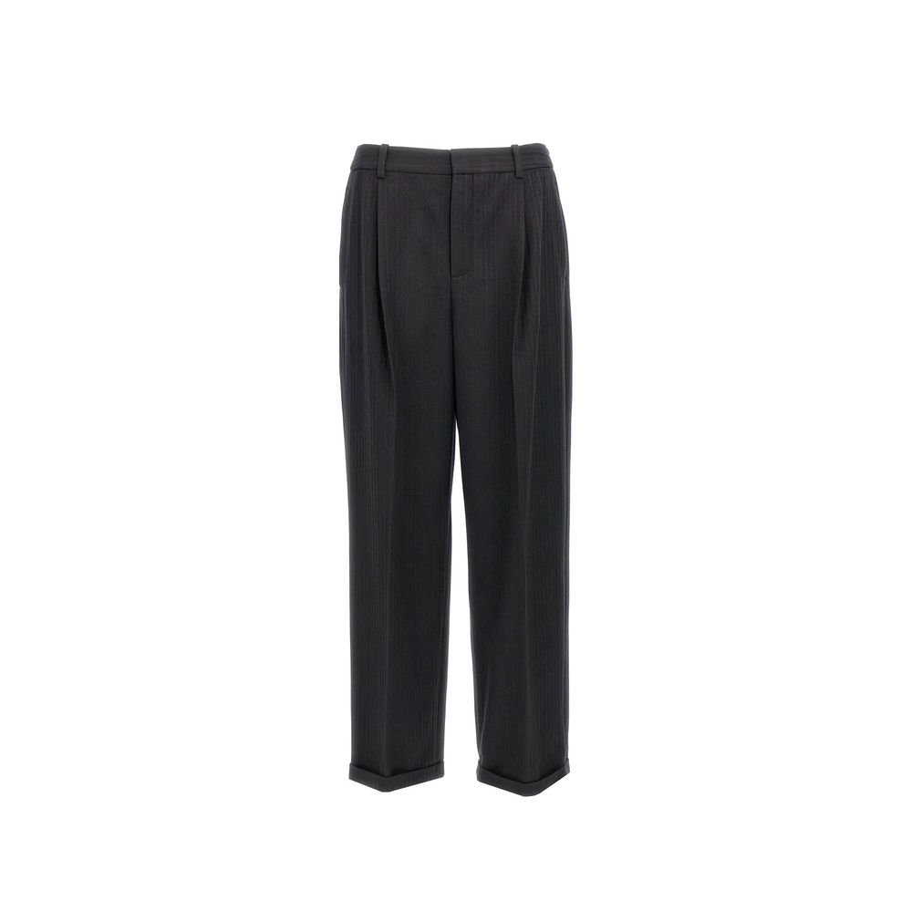 Saint Laurent Tailored Cashmere-Wool Trousers in Black
