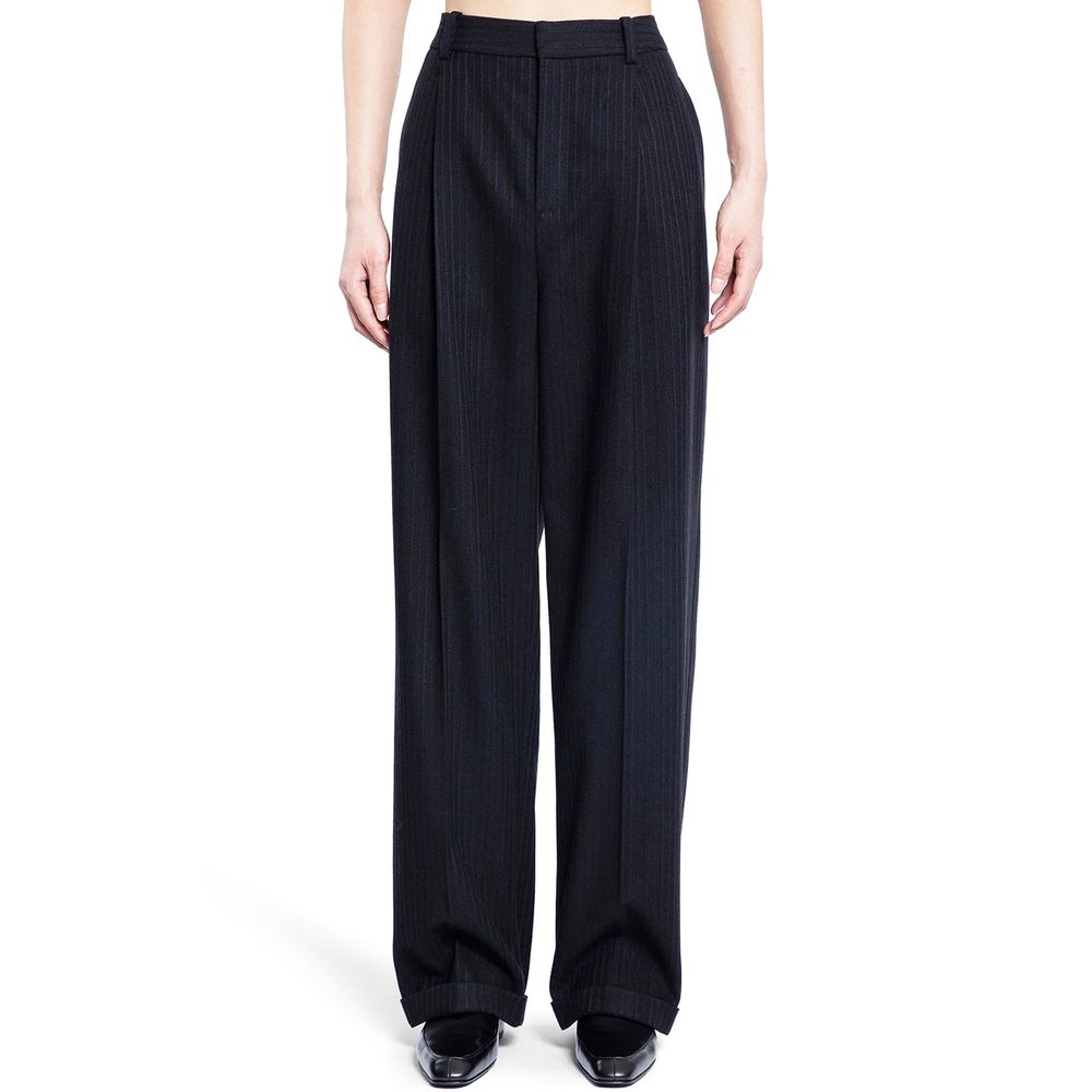 Saint Laurent Tailored Cashmere-Wool Trousers in Black