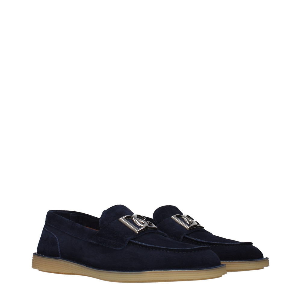 Dolce & Gabbana Suede Slip-On Loafers in Blue