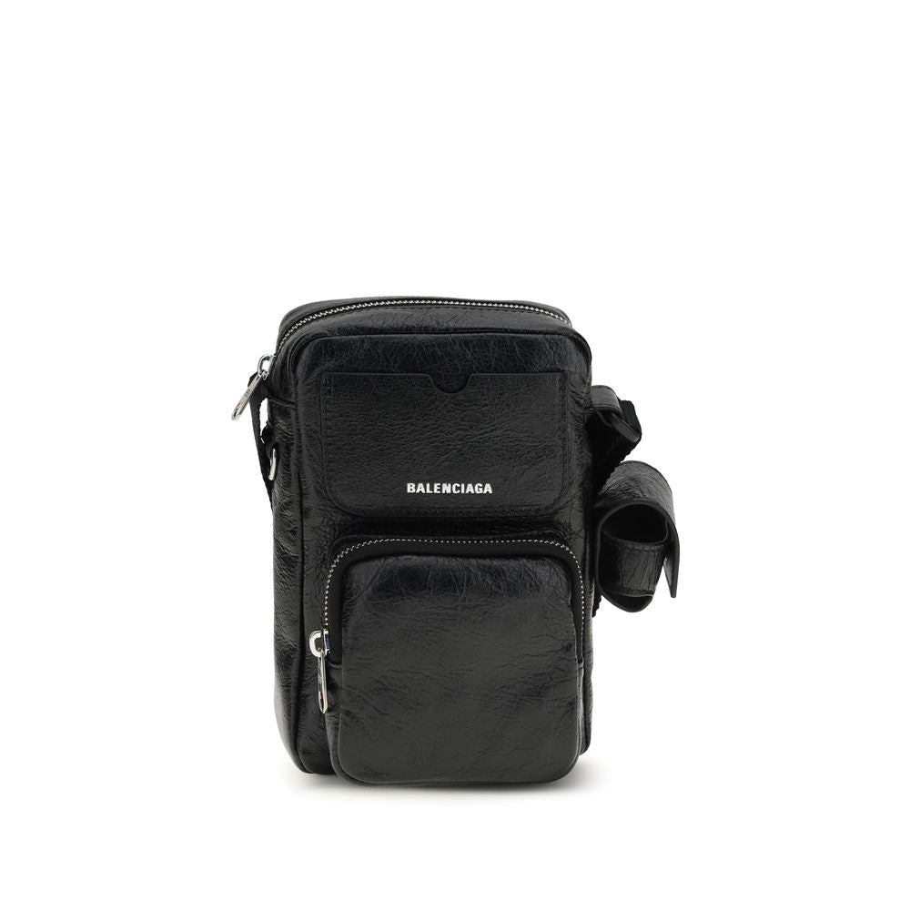 Balenciaga Vertical Shoulder Bag in Black Lambskin mens luxury fashion - Mens Edit