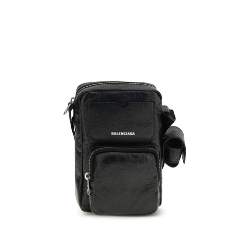 Balenciaga Vertical Shoulder Bag in Black Lambskin mens luxury fashion - Mens Edit