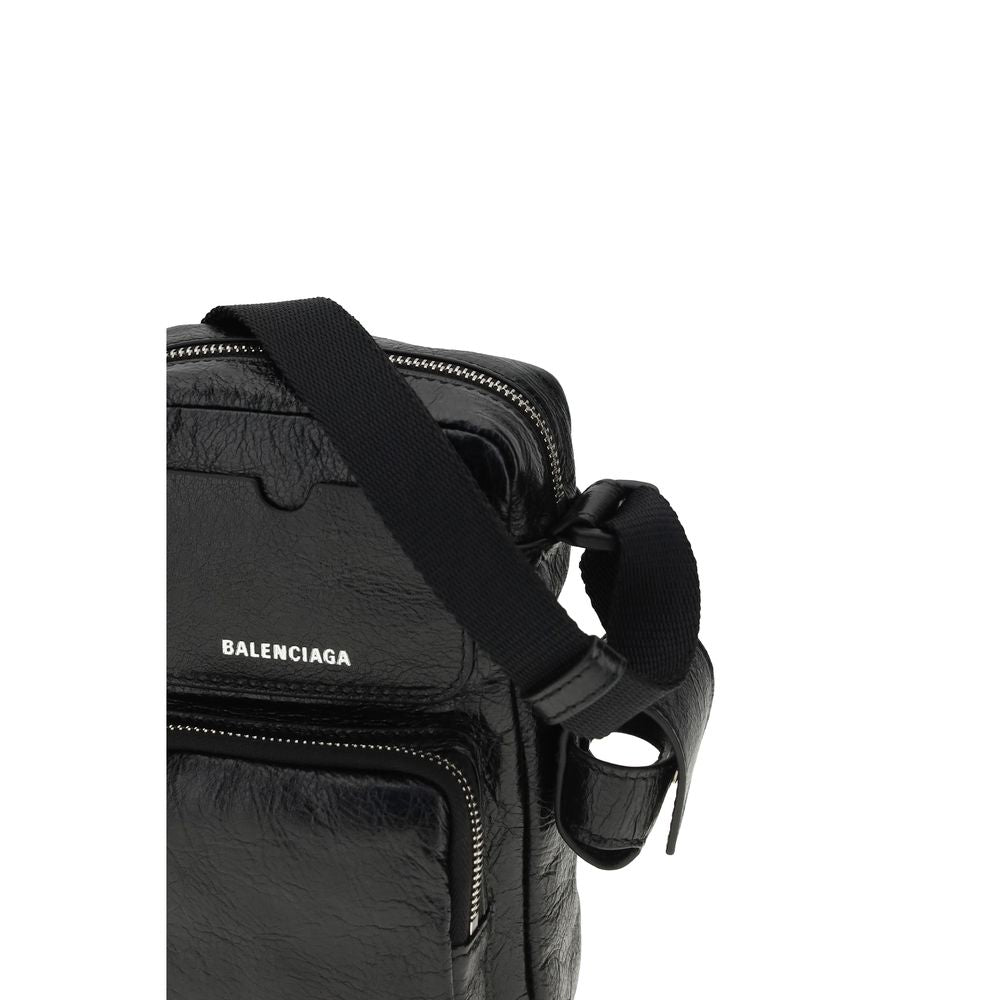Balenciaga Vertical Shoulder Bag in Black Lambskin