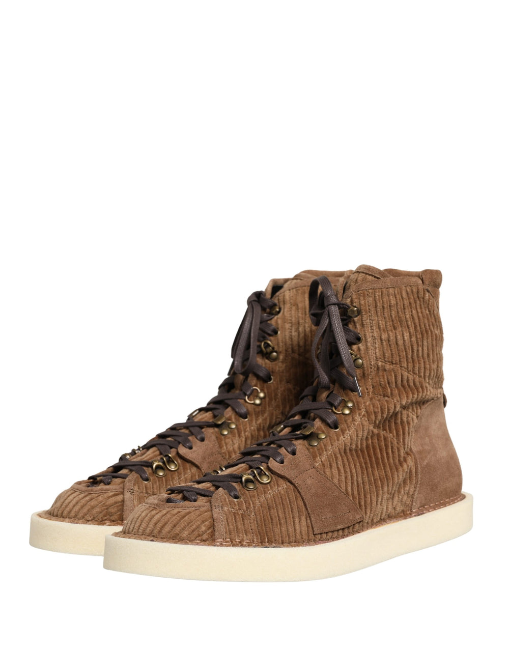 Dolce & Gabbana Corduroy High-Top Oxford Boots in Brown