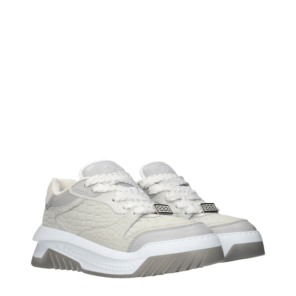 Versace Δερμάτινα Sneakers Χαμηλού Προφίλ σε Γκρι