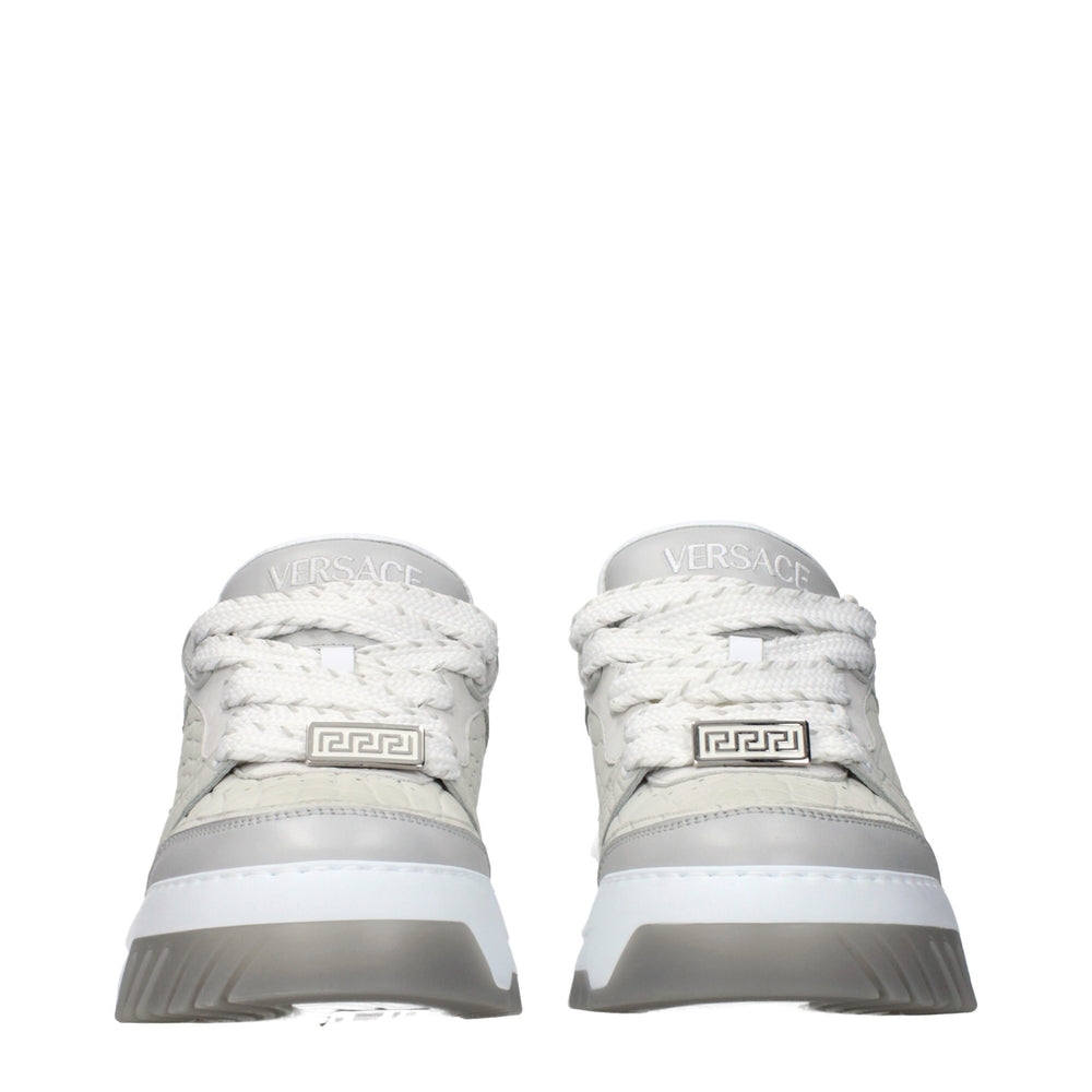 Versace Δερμάτινα Sneakers Χαμηλού Προφίλ σε Γκρι