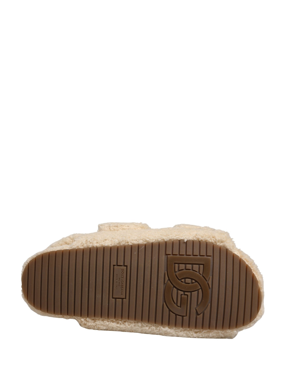 Dolce & Gabbana Faux Fur Slides in Beige