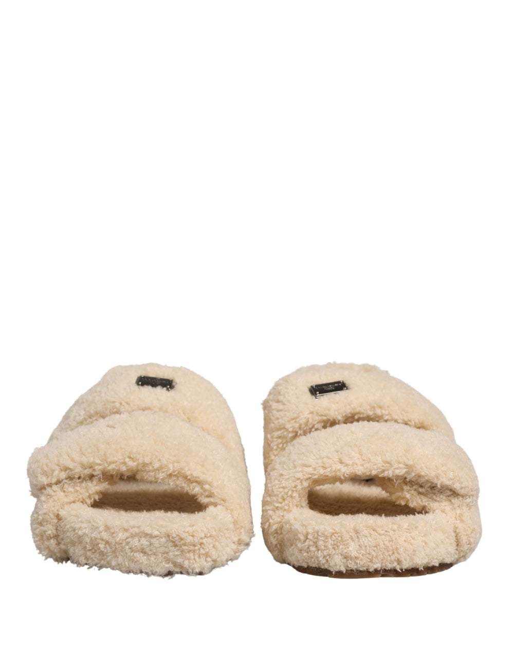 Dolce & Gabbana Faux Fur Slides in Beige