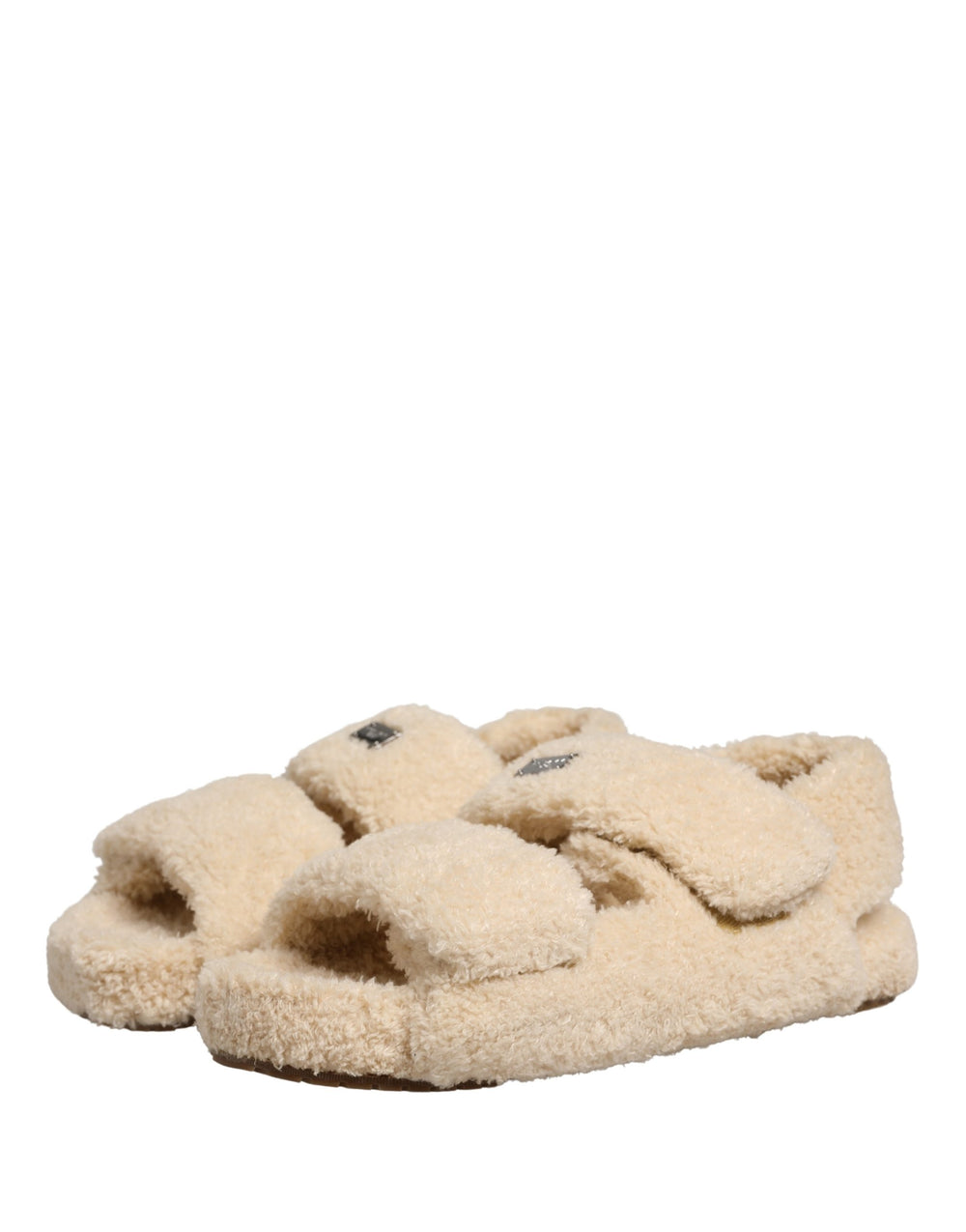 Dolce & Gabbana Faux Fur Slides in Beige