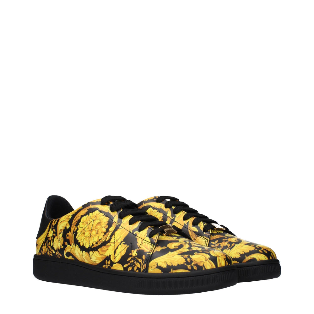 Versace Chunky Leather Sneakers in Black
