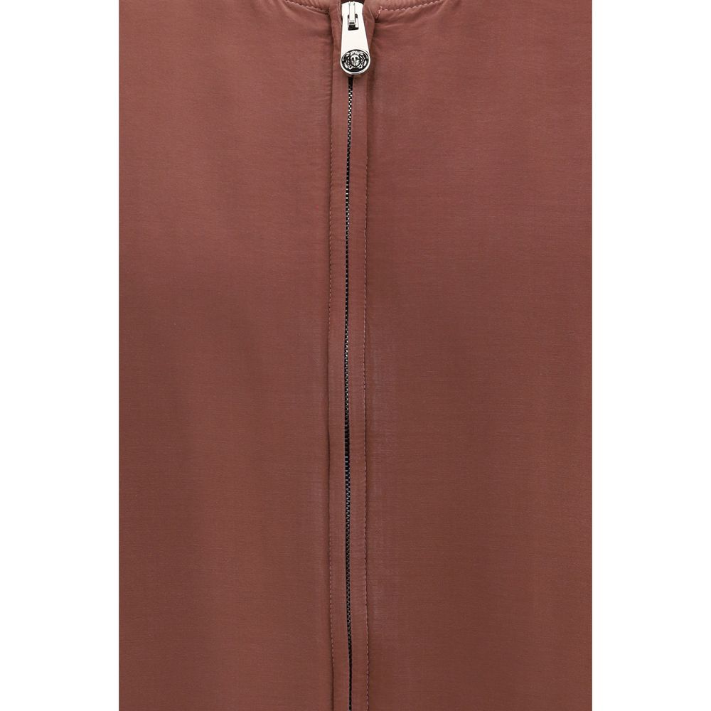 Versace Silk Oversized Bomber Jacket in Bordeaux