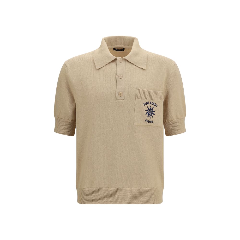 Balmain Cotton Polo Shirt in Beige