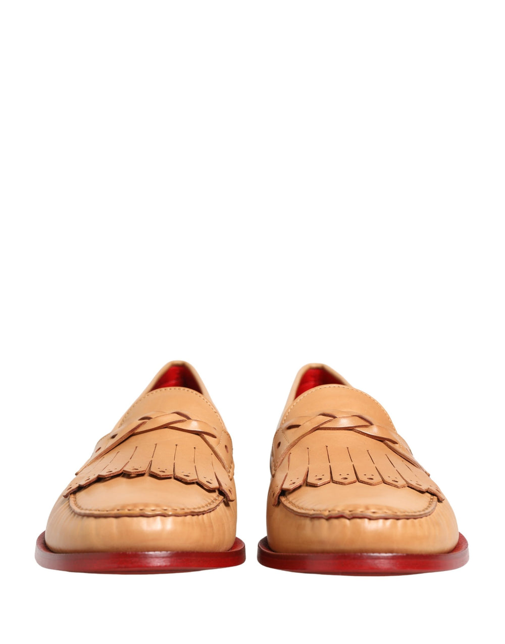 Dolce & Gabbana Leather Tassel Loafers in Beige