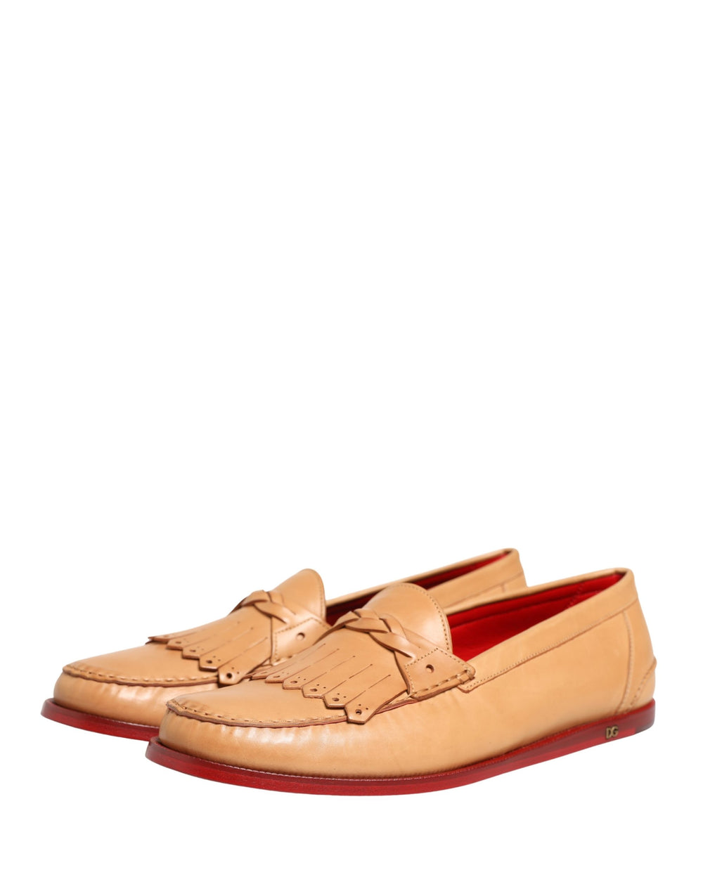 Dolce & Gabbana Leather Tassel Loafers in Beige