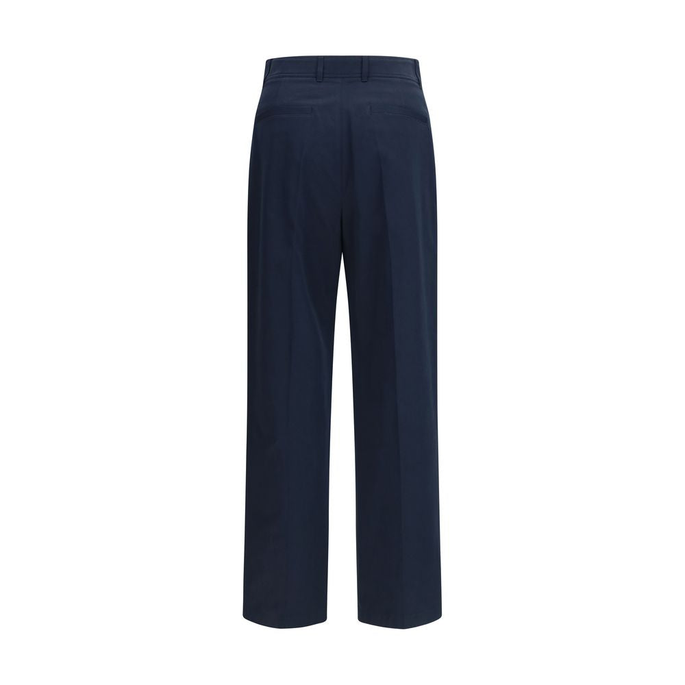 Valentino Blue Cotton Straight Trousers