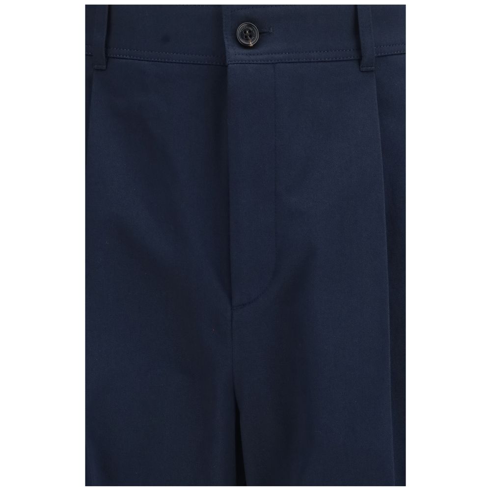 Valentino Cotton Straight Trousers in Blue