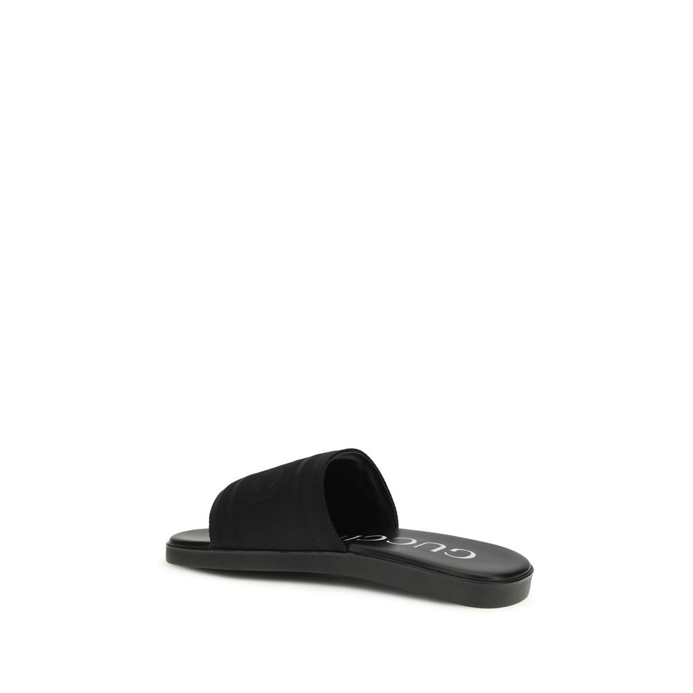 Gucci Jacquard Fabric Sandals in Black