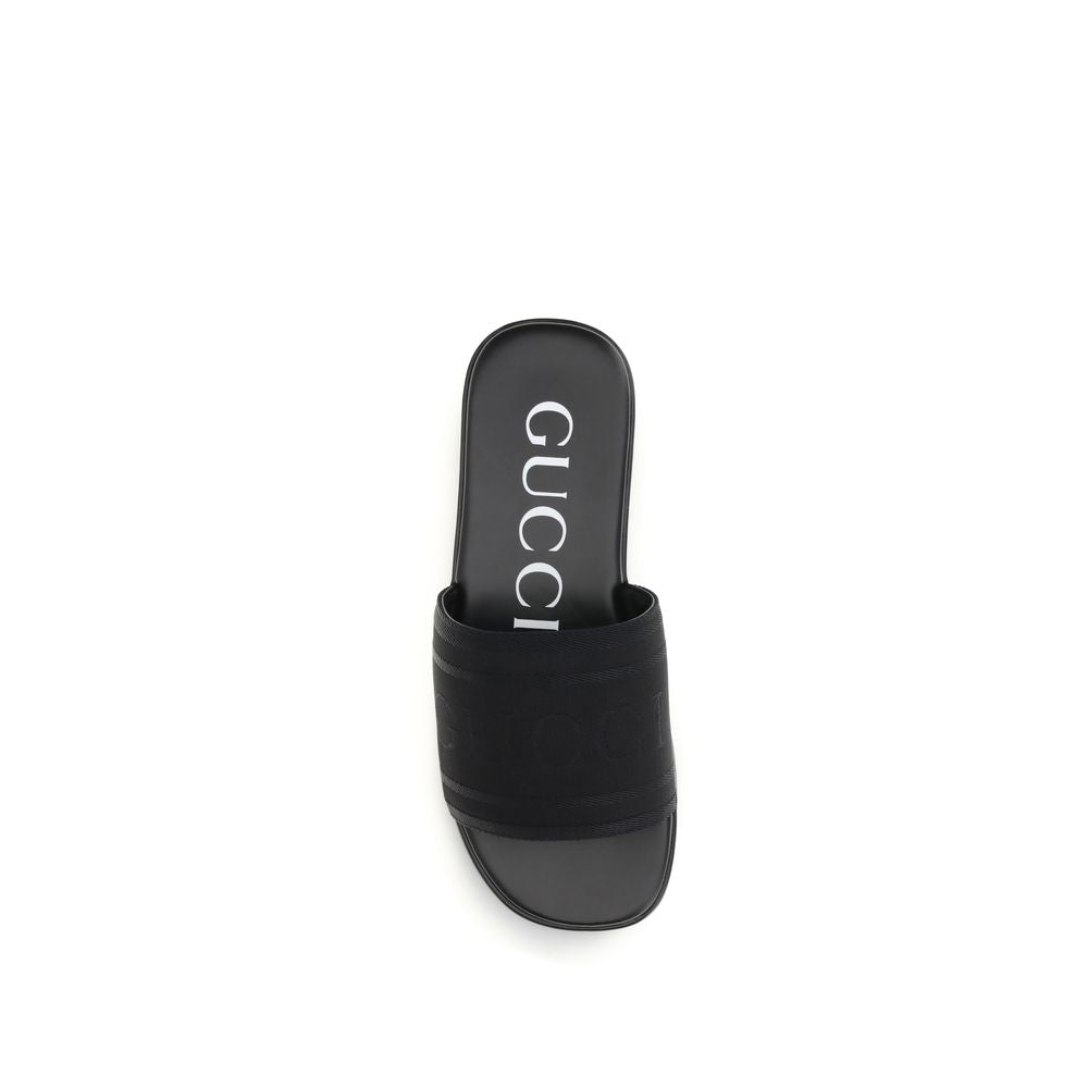 Gucci Jacquard Fabric Sandals in Black